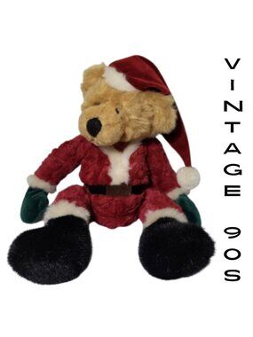 RUSS BERRIE & CO Vintage 90s Kris Holiday Santa Teddy Bear 18" Plush